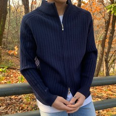 男士極簡拉克蘭雙向拉鍊針織衫 O2078