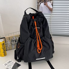 SORIDAL 女款 Sani 束口抽繩拼色運動日常大容量後背包, 黑色