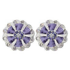 高級方晶鋯石寶石鈕扣 粉彩絲帶 25mm, 2個, 鍍鎳淺紫色