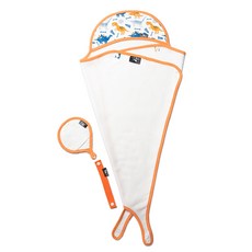 프랜대디 대나무 항균 아이스크림 아기목욕타올 + 핸드 타올 + 허리조절 벨트 세트, 오렌지 공룡, 1세트
