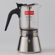 BEANPLUS 電磁爐用義式不鏽鋼摩卡壺 4杯份 2人份, 透明, 1個