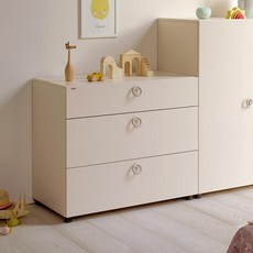 일룸 에디키즈 서랍장 방문설치, 아이보리, 3단