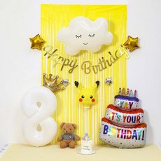 P&B UNITY 黃色蛋糕氣球拉旗窗簾組, 05-8 黃色皮卡丘 8, 1套