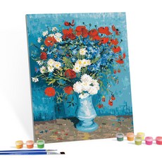 iLovePainting DIY 名畫數字油畫 40 x 50cm, 梵谷 矢車菊與罌粟花, 1組