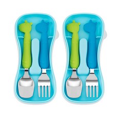 tgm 矽膠湯匙叉子組 第2階段, 藍色, 2組