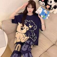 Viola 女性短袖長褲居家服上下套裝 Vio0035