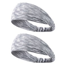 A-ONE 寬版網眼運動髮帶 2入, 灰色條紋