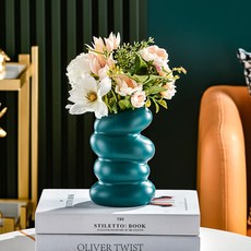 따봉오빠 노르딕 나선 굴곡 인테리어 장식 화병 JNHA1714, 블루그린