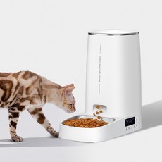 洛傑科 寵物自動餵食器 按鈕款, 1個, 白色, 4L