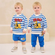 milkmile 兒童迪士尼寶貝布魯託條紋上衣 + 下身2件組