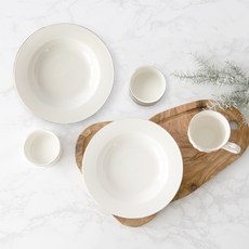 PRELUDE 義式陶瓷餐具組 6入, 白色+金色, Claire Gold 意大利面球 2p + Lammerkin 2p + 馬克杯 2p