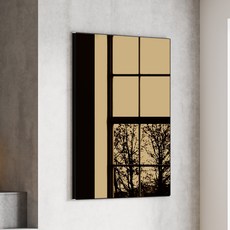 온미러 벽걸이 액자형 거울 1200 x 600 mm, 브론즈경 + 매트블랙프레임