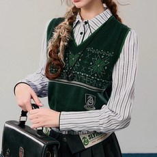 Goodif 經典緹花針織背心 V領針織背心