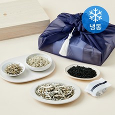 앵강마켓 남해 명품 죽방렴 멸치 세멸 120g + 소멸 100g + 중멸 100g + 미역 20g x 4개입 프리미엄 2호 선물세트 + 쇼핑백 (냉동), 1세트