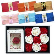 永生香皂康乃馨零用錢禮盒與胸花 中 Z120-3 + 高級蝴蝶配件零用錢信封 S3 6件組, 混合色, 1套