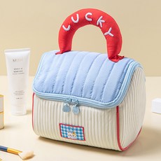 Elsso 可愛幸運小屋鋪棉大容量化妝包