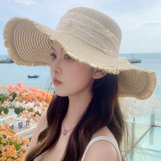 디멜디 큐빅 레이스 썬 챙 밀짚모자