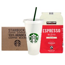 STARBUCKS 星巴克 水杯+咖啡豆組, 1組, 環保冷水杯 710ml+義式濃縮咖啡 1.13kg