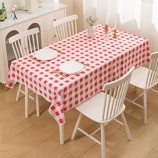 왕실 체크무늬 방수 식탁 테이블보 4인용, 레드, 137 x 180 cm, 1개