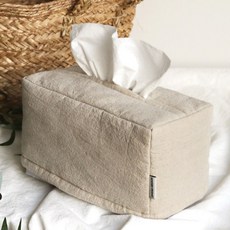 진심디자인 멜란지 패브릭 직사각 곽티슈 커버, 오트밀