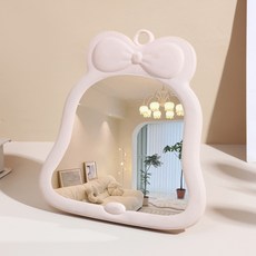 리본종 뷰티 메이크업 탁상거울, 핑크