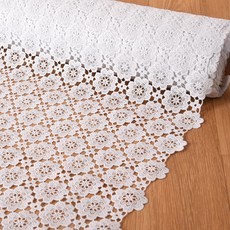 데코리아 북유럽풍 레이스 방수코팅 식탁보 JD164, 90cm x 1.5m, 화이트, 1개