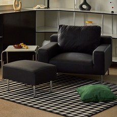 리샘 리비 리움 1인용 소파 + 스툴 세트 방문설치, 블랙