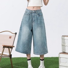 닷이프 여성용 썸머 데일리 버뮤다 데님 팬츠 D263-0093