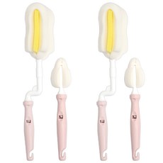 SUBES 奶瓶刷 2入+奶嘴刷 2入組, 1組, 淺粉色