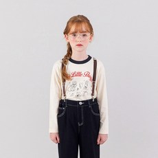 아이러브제이 남녀공용 마이리틀 애니멀 배색 면 티셔츠