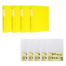 ECO Chungwoon A4活頁透明文件夾 40頁 x 4入 + 0.8mm補充內頁 100頁組, 黃色, 1套