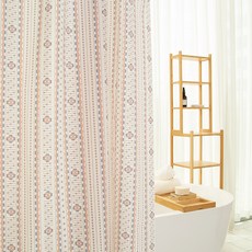 JLIFE Gratia 布藝防水浴簾 + 金屬夾環 10入組, 混色, 1套