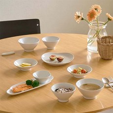 ERATO 雲朵陶瓷碗盤4人份居家餐具組 22p, 白色, 1套, 7種餐具