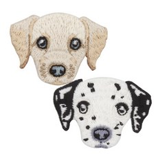 可愛裝飾用熱燙式小狗臉布貼 大麥町 + 拉布拉多幼犬組合, 混色, 1套