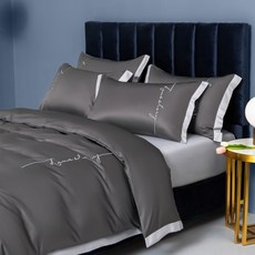 高級素色絲滑刺繡英文字被套 B45, 6型