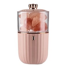 E.B. MADE 喜馬拉雅水晶鹽石香薰淨化七彩小夜燈, 釋放負離子，淨化空氣，消除異味，無線使用, 淡雅粉