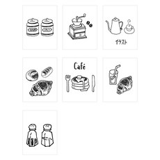 咖啡廳系列塗鴉海報 7入組, 混色