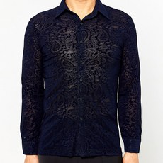 dancedome 緹花圖案基本款長袖T恤 MDT3400, 海軍藍