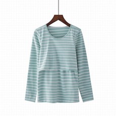 Allode條紋圓領哺乳長袖T恤