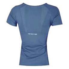 KR SKANGEL 透氣網紗拼接女修身運動上衣, S, 藏青色