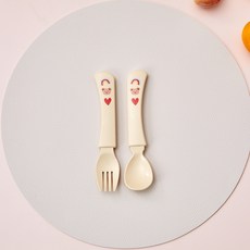 모던하우스 아동용 베어하트 옥수수 스푼과포크세트, 혼합색상, 스푼 + 포크, 1세트