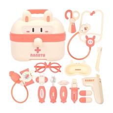 兔子提箱收納 聲光醫生扮演玩具組 (粉色), 1組, 粉色的