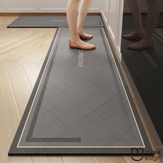 Mini嚴選 輕奢長條防滑珪藻泥踏墊, 灰色