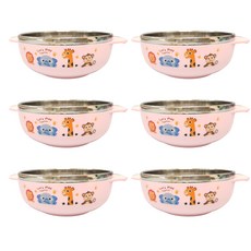 不鏽鋼機能性竹碗, 淺粉色, 6個