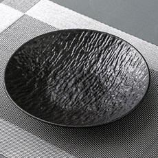 오엔리빙 젠스타일 디너 상차림 스크럽 원형 접시, 스톤블랙, 1개