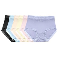 乳酸雲感奶肌少女冰絲內褲 6件組, 膚色 + 黑色 + 淺紫色 + 淺粉色 + 淺綠色 + 淺藍色