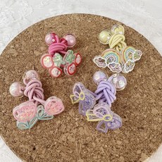 BEASOL 女童用可愛墜飾球球髮圈 4款 x 2入組