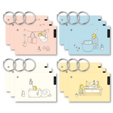 The Open House Tochi's Day Ring 詞彙筆記本 4 x 3p 套組 23-5428, 混色, 1套