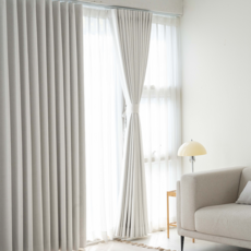 Blindmake 記憶塑形 99.99% 遮光窗簾 柔軟莫代爾 掛鉤式 2件組, 象牙灰