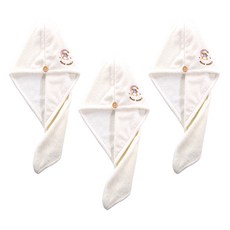 마켓감성 긴 헤어 터번 드라이 타올 달토끼, 화이트, 3개